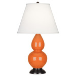 Double Gourd Table Lamp - Pumpkin / Pearl Dupioni Shade