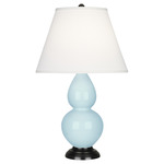 Double Gourd Table Lamp - Baby Blue / Pearl Dupioni Shade