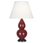Double Gourd Table Lamp - Oxblood / Pearl Dupioni Shade