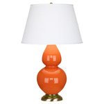 Double Gourd Table Lamp - Pumpkin / Pearl Dupioni Shade