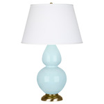 Double Gourd Table Lamp - Baby Blue / Pearl Dupioni Shade