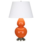 Double Gourd Table Lamp - Pumpkin / Pearl Dupioni Shade