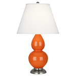 Double Gourd Table Lamp - Pumpkin / Pearl Dupioni Shade