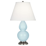 Double Gourd Table Lamp - Baby Blue / Pearl Dupioni Shade