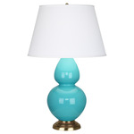 Double Gourd Table Lamp - Egg Blue / Pearl Dupioni Shade
