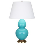 Double Gourd Table Lamp - Egg Blue / Pearl Dupioni Shade