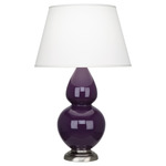 Double Gourd Table Lamp - Amethyst / Pearl Dupioni Shade