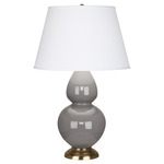 Double Gourd Table Lamp - Smokey Taupe / Pearl Dupioni Shade