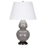 Double Gourd Table Lamp - Smokey Taupe / Pearl Dupioni Shade