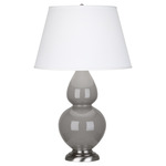 Double Gourd Table Lamp - Smokey Taupe / Pearl Dupioni Shade