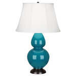 Double Gourd Table Lamp - Peacock / Ivory Shade