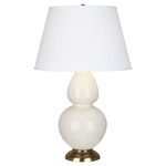 Double Gourd Table Lamp - Bone / Pearl Dupioni Shade