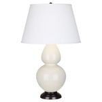 Double Gourd Table Lamp - Bone / Pearl Dupioni Shade