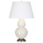 Double Gourd Table Lamp - Bone / Pearl Dupioni Shade