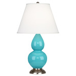 Double Gourd Table Lamp - Egg Blue / Pearl Dupioni Shade