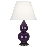 Double Gourd Table Lamp - Amethyst / Pearl Dupioni Shade