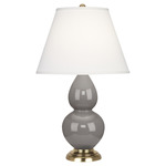 Double Gourd Table Lamp - Smokey Taupe / Pearl Dupioni Shade