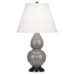 Double Gourd Table Lamp - Smokey Taupe / Pearl Dupioni Shade