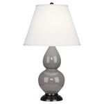 Double Gourd Table Lamp - Smoky Taupe / Pearl Dupioni Shade