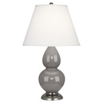 Double Gourd Table Lamp - Smokey Taupe / Pearl Dupioni Shade