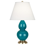 Double Gourd Table Lamp - Peacock / Pearl Dupioni Shade
