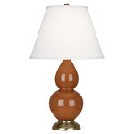 Double Gourd Table Lamp - Bone / Pearl Dupioni Shade