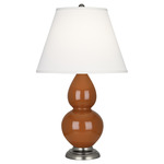 Double Gourd Table Lamp - Cinnamon / Pearl Dupioni Shade