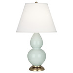 Double Gourd Table Lamp - Celadon / Pearl Dupioni Shade