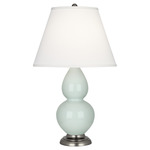 Double Gourd Table Lamp - Celadon / Pearl Dupioni Shade