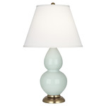 Double Gourd Table Lamp - Celadon / Pearl Dupioni Shade