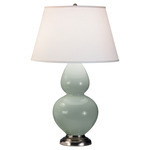 Double Gourd Table Lamp - Celadon / Pearl Dupioni Shade