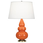 Triple Gourd Small Table Lamp - Pumpkin / Pearl Dupioni