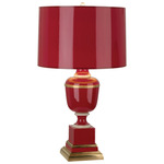 MM Annika Table Lamp - Natural Brass / Red Opaque Parchment / Red Lacquered