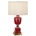 MM Annika Table Lamp - Natural Brass / Cloud Cream Silk / Red Lacquered