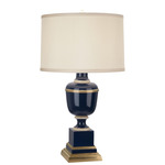 MM Annika Table Lamp - Natural Brass / Cloud Cream Silk / Cobalt Lacquered