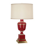 MM Annika Table Lamp - Natural Brass / Cloud Cream Silk / Red Lacquered