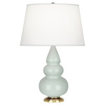 Triple Gourd Small Table Lamp - Celadon / Pearl Dupioni