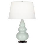 Triple Gourd Small Table Lamp - Celadon / Pearl Dupioni