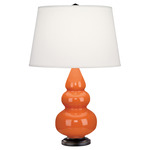 Triple Gourd Small Table Lamp - Pumpkin / Pearl Dupioni