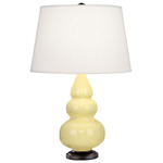 Triple Gourd Small Table Lamp - Butter / Pearl Dupioni