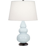 Triple Gourd Small Table Lamp - Baby Blue / Pearl Dupioni