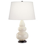 Triple Gourd Small Table Lamp - Bone / Pearl Dupioni