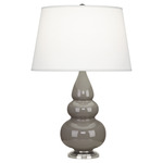 Triple Gourd Small Table Lamp - Smokey Taupe / Pearl Dupioni