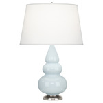 Triple Gourd Small Table Lamp - Baby Blue / Pearl Dupioni
