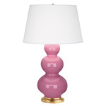 Triple Gourd Table Lamp - Schiaparelli Pink / Pearl Dupioni