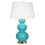 Triple Gourd Table Lamp - Egg Blue / Pearl Dupioni