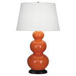 Triple Gourd Table Lamp - Pumpkin / Pearl Dupioni