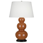 Triple Gourd Table Lamp - Cinnamon / Pearl Dupioni