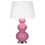 Triple Gourd Table Lamp - Schiaparelli Pink / Pearl Dupioni