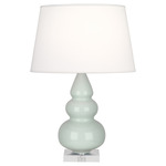 Triple Gourd Small Table Lamp - Celadon / Pearl Dupioni